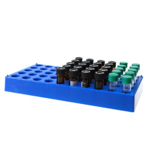 alwsci vial rack for 4 ml autosampler vial rack holder, 50-well, hole diameter: 15mm, hole depth: 22 mm, stackable vial racks, lab vials racks