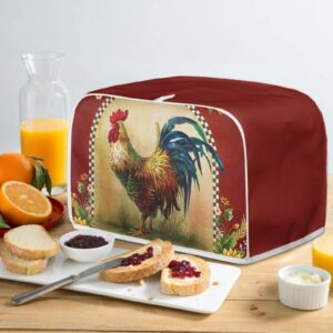 Annejudy Sunflower Rooster Toaster Cover 2 Slice, Chicken Print Small Kitchen Appliance Toasters Dust Cover Microwave Bread Maker Cover