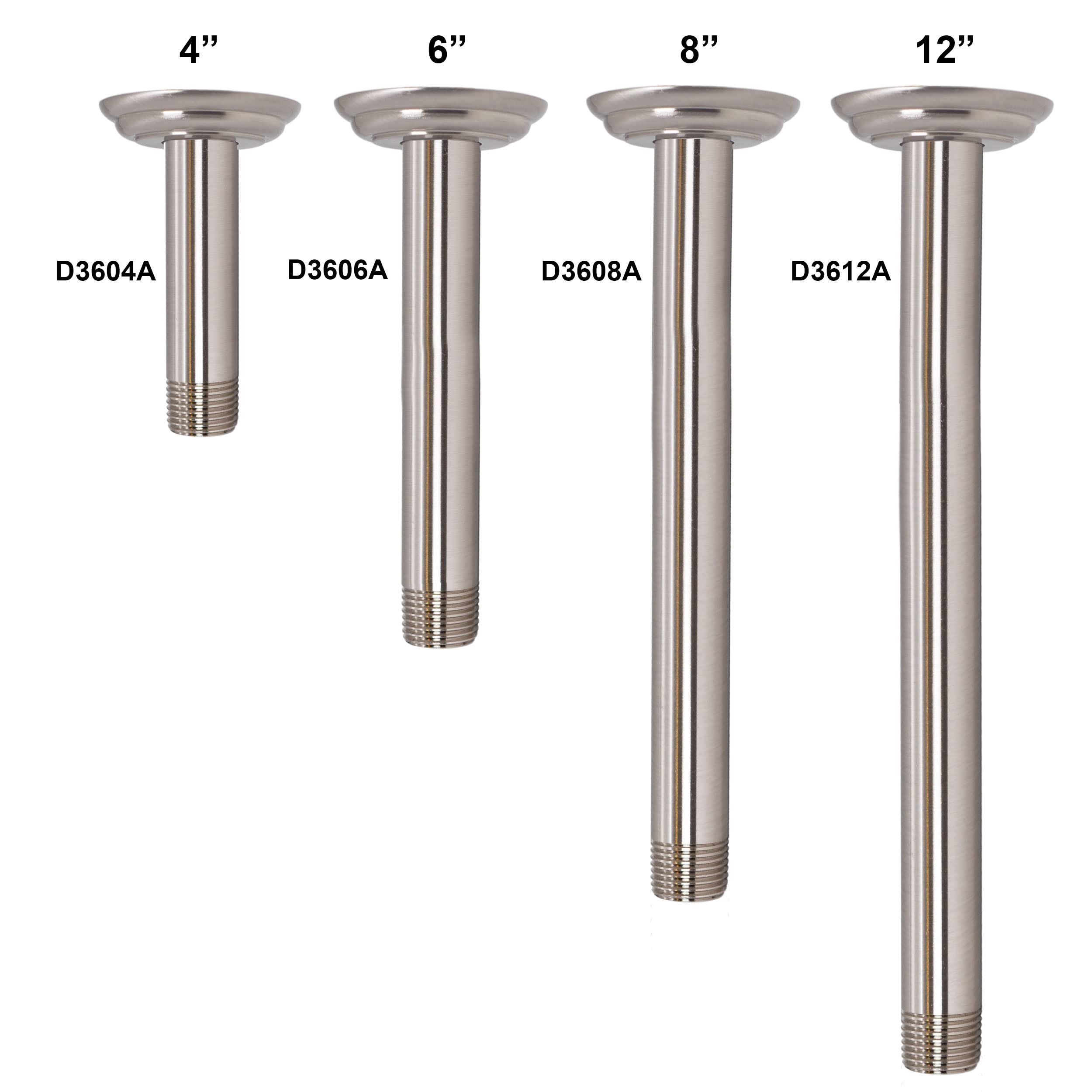 Westbrass A3612A-26 1/2" IPS x 12" Round Ceiling Mount Shower Arm with Flange, Polished Chrome