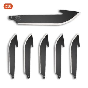 OUTDOOR EDGE 2.5" Drop-Point Blade Pack (Black, 6 Blades), Compatibility Blade Code 250