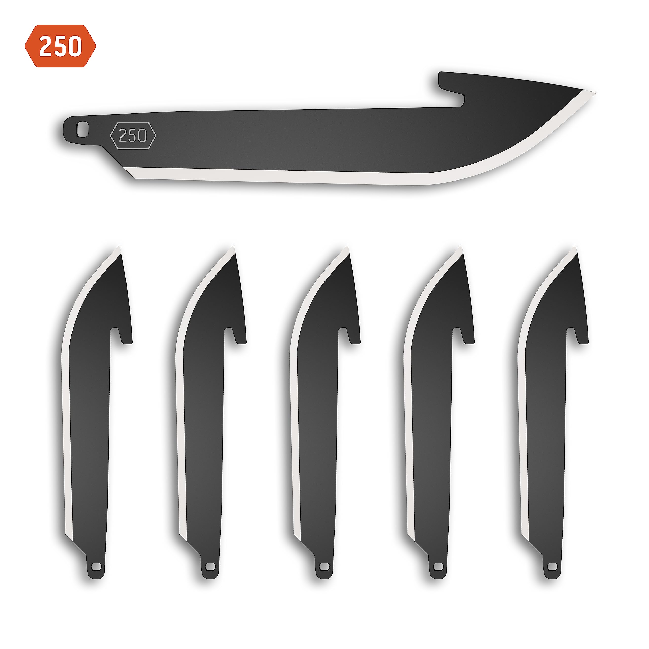 OUTDOOR EDGE 2.5" Drop-Point Blade Pack (Black, 6 Blades), Compatibility Blade Code 250