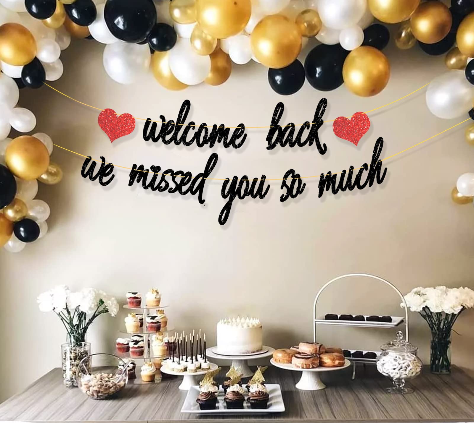 Ushinemi Welcome Back Decorations, Glitter We Missed You So Much Banner, Welcome Home Patriotic Military Homecoming Army Party Decor