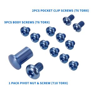 13-Piece Titanium Screw for Benchmade 535 Bugout, Mini Bugout 533 and Bailout 537, Complete Hardware Set Includes Pivot, Handle and Pocket Clip Screws, Blue