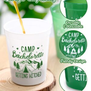 Nefelibata Camp Bachelorette Party Plastic Cups 12PCS Camping Stadium Cups Getting Hitched Bridal Shower Party Favors Decorations Reusable Party Cups Supplies 16OZ