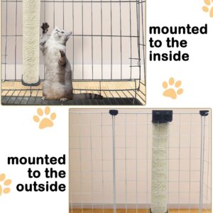 VCEPJH 2 Pcs Cat Scratching Post for Crate Cage Mounted Cat Scratcher Natural Sisal Scratch for Scratching and Climbing Furniture 15x2.7inches (White)