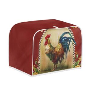 Annejudy Sunflower Rooster Toaster Cover 2 Slice, Chicken Print Small Kitchen Appliance Toasters Dust Cover Microwave Bread Maker Cover