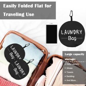 2 Pack Travel Laundry Bag Dirty Clothes Bag with Handles and Aluminum Carabiner, Collapsible Small Laundry Bags for Travel, Camp, Fitness, and Students, Easy Fit a Laundry Hamper or Basket