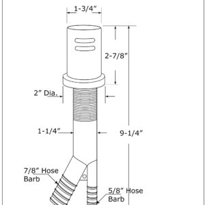 Westbrass A200-1-62 1-3/4" x 2-3/4" Solid Brass Air Gap Cap Kit, Skirted, 1-Pack, Matte Black