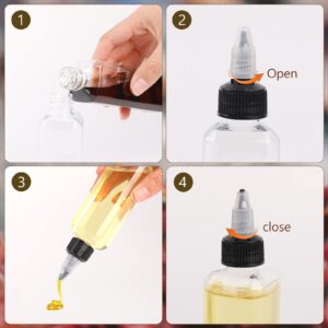 Sliverdew 4 Pcs Oil Squeeze Bottles 3.4 OZ Empty Bottles with Twist Top Cap Plastic Liquid Condiment Container Leak-Proof Dispensing Bottles for Oil Soy Sauce Vinegar Syrup Ketchup