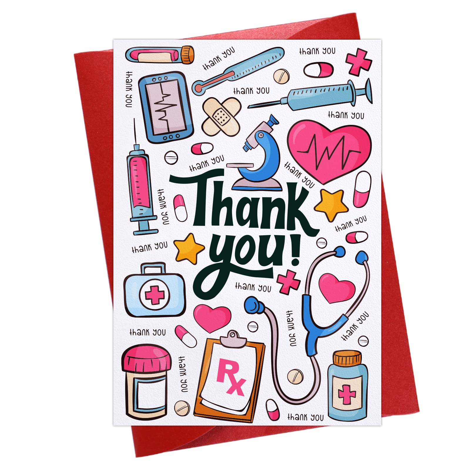 FLYAB Thank You Card for Nurse Doctor 4"x6" Medical Healthcare Workers Thank You Card with Envelope for EMTs Essential Medical Staff