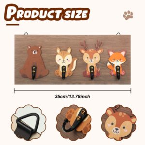 Pinkunn Safari Animal Wall Hooks Animal Nursery Hooks Decor Jungle Wooden Kids Coat Wall Mounted Hooks Decorative Bear Squirrel Elk Fox Hanger for Nursery Kids Room Bathroom Bedroom Home Decor