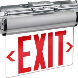 Garrini New York Approved Letter 8" Exit Sign Emergency Light Recessed Housing Single and Double Face Optional,Replaceable Acrylic Panel, UL Certified GRMSEL-200