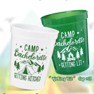 Nefelibata Camp Bachelorette Party Plastic Cups 12PCS Camping Stadium Cups Getting Hitched Bridal Shower Party Favors Decorations Reusable Party Cups Supplies 16OZ