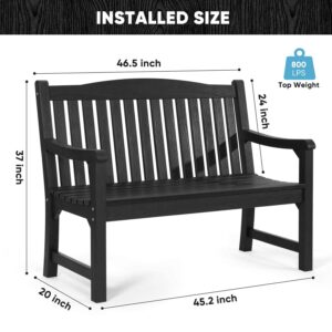 Outdoor Bench Set of 2 , All Weather Resistant Poly Lumber 2-Person Weatherproof Patio Garden Bench, Will not rot and fade, Outside Bench Suit for Garden, Porch ,Balcony, Poolside, Park - Black