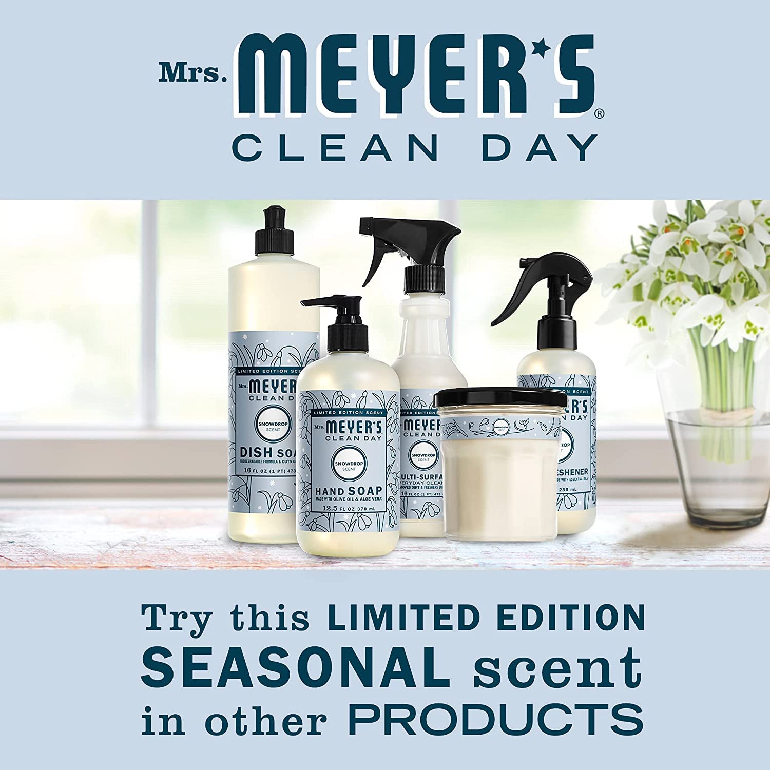 Mrs Meyer's Clean Day Snow Drop Candle, 7.2 Ounce (Pack of 2)