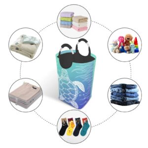 Duduho Sea Turtle Ocean Animal Laundry Basket with Handles Laundry Hamper Toys Storage Organizer Foldable Bucket Washing Bin Dirty Clothes Bag for Home Bathroom Bedroom Dorm