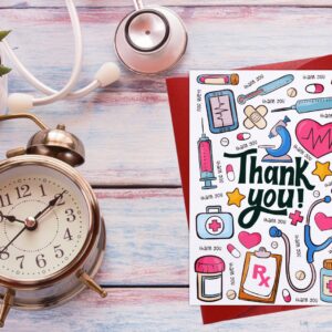 FLYAB Thank You Card for Nurse Doctor 4"x6" Medical Healthcare Workers Thank You Card with Envelope for EMTs Essential Medical Staff