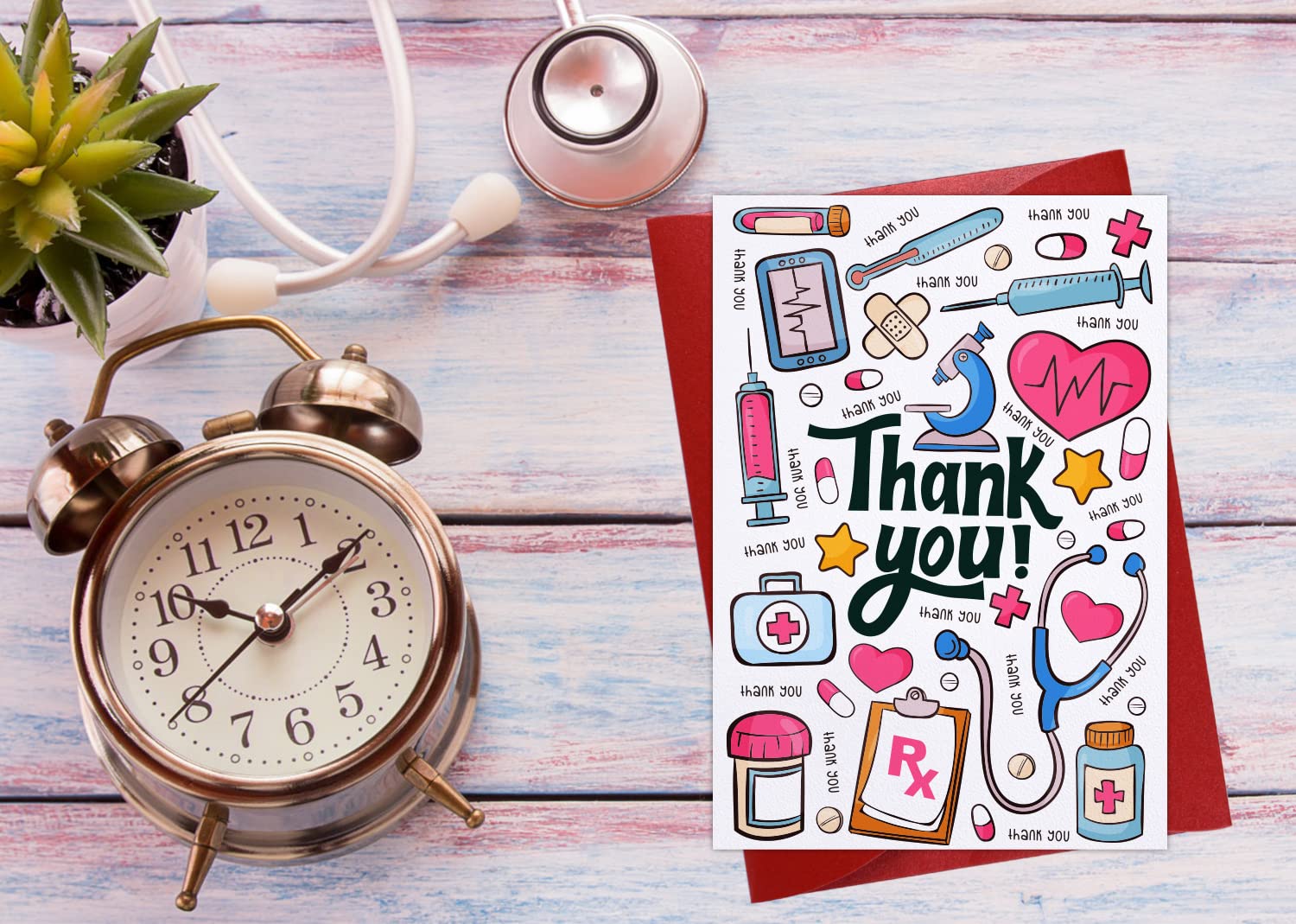 FLYAB Thank You Card for Nurse Doctor 4"x6" Medical Healthcare Workers Thank You Card with Envelope for EMTs Essential Medical Staff