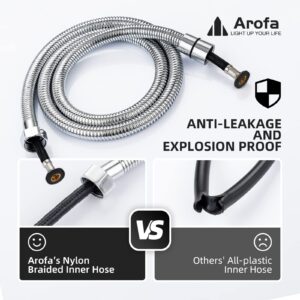 Bidet Hose Replacement, 47 Inch Bidet Hose for Toilet Handheld Bidet Sprayer, Arofa Stainless Steel Shower Hose with Nylon Braided PVC Inner Hose for G 1/2 Connector, Chrome