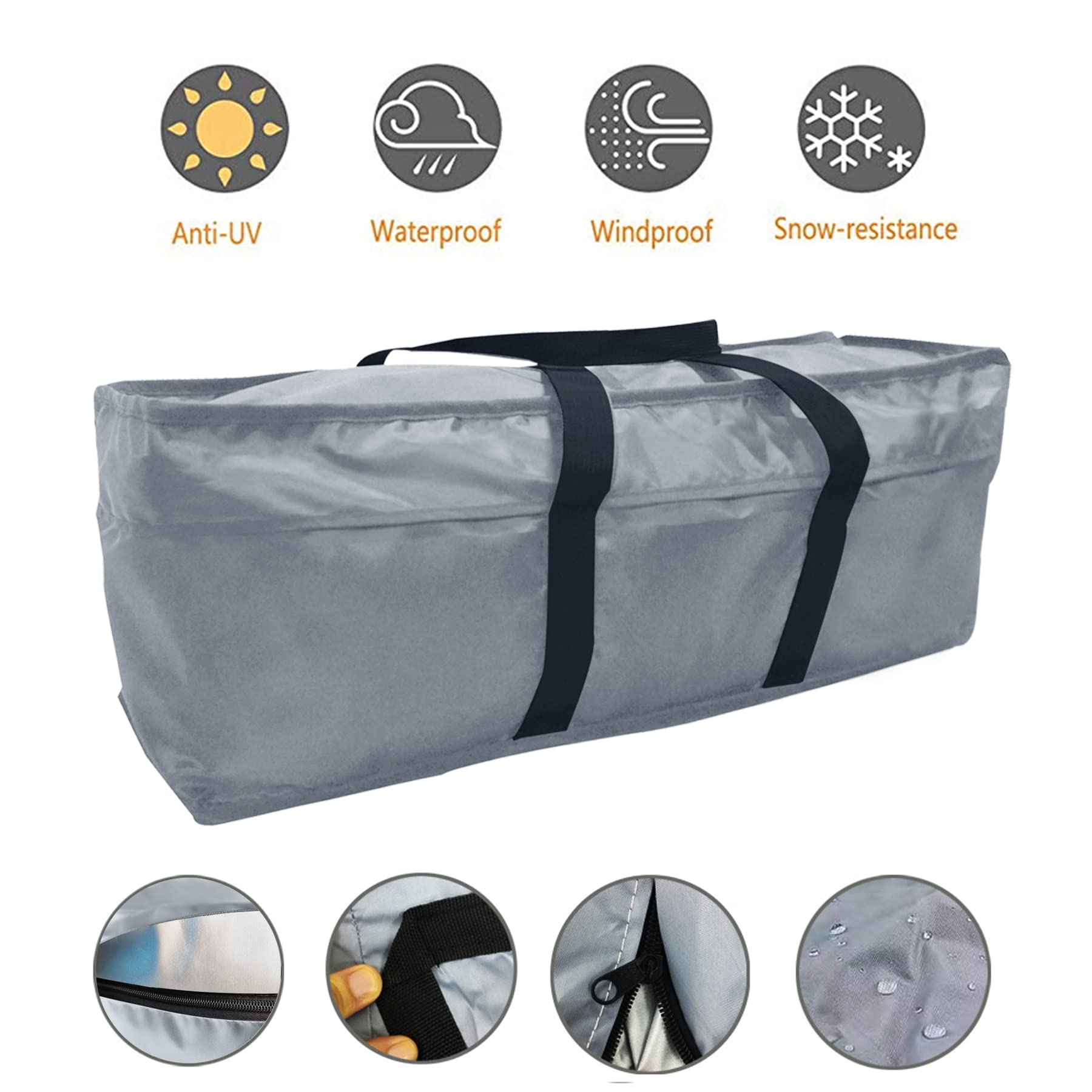 Yolaka Patio Cushion Storage Bag with Zipper and Handle for Outdoor Furniture Cushion 50 x 15 x 25 Inch Gray Waterproof