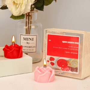 Pink Rose Candle Set with Romantic aestheticscented Candles Gift Set for Women Valentine's Day Wedding Party Birthday Home Decoration Candles (2pcs/Pink+2pcs/Red)