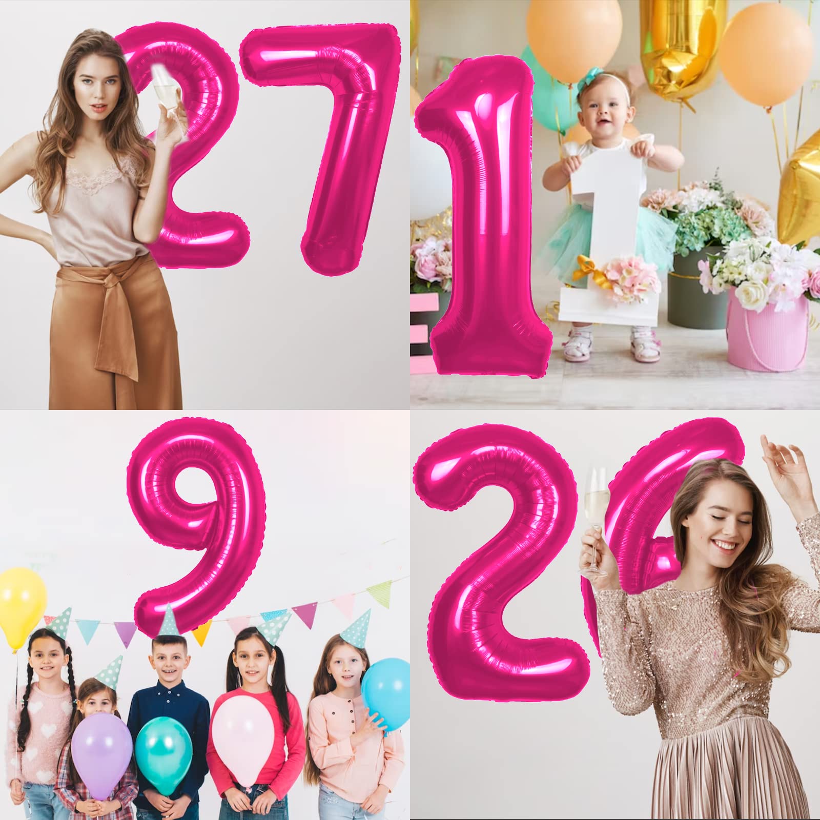 40 Inch Hot Pink Number 8 Balloon Extra Big Size Jumbo Mylar Foil Helium Balloons 8 for Birthday Party Celebration Decorations Graduations 8th Anniversary Baby Shower Supplies Engagement