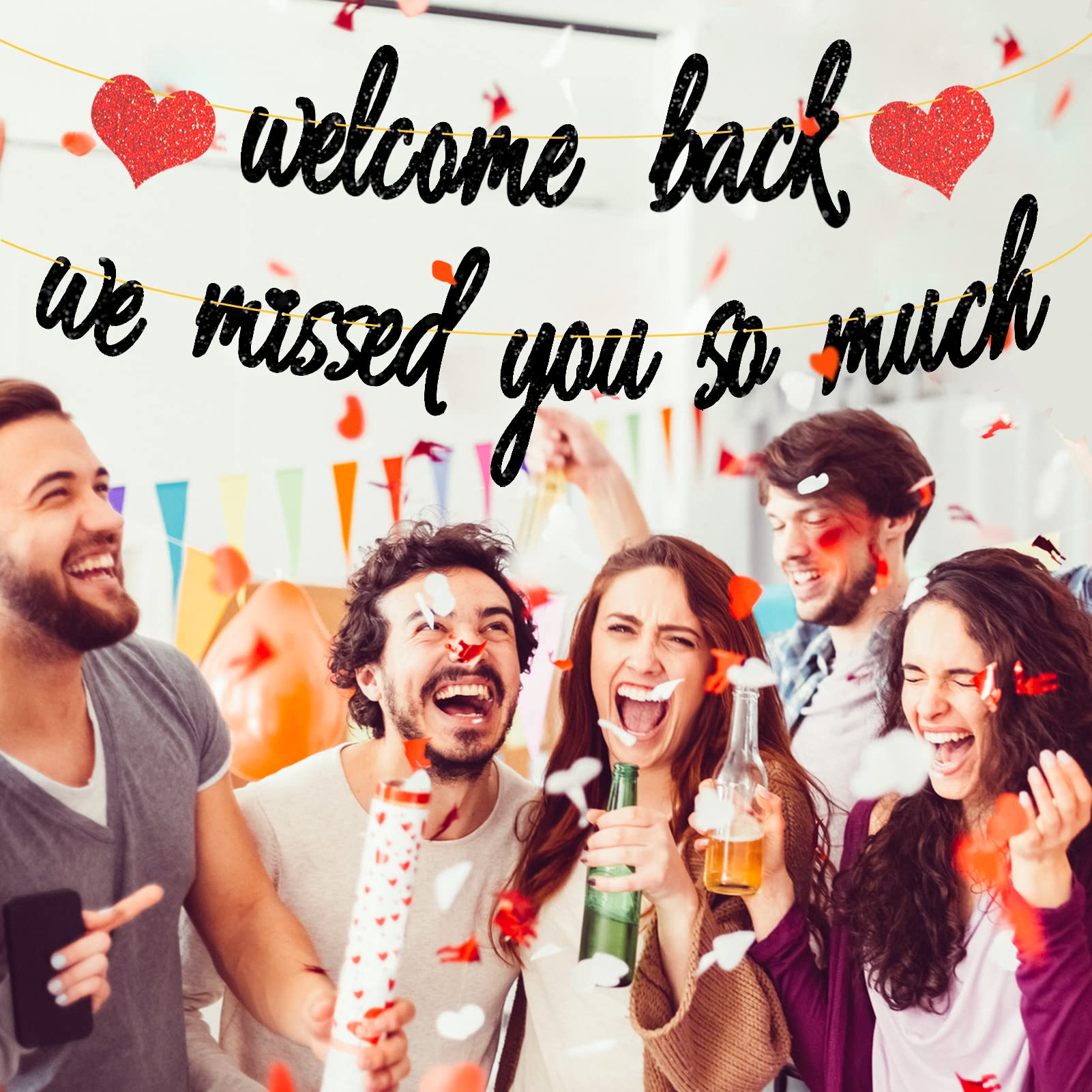 Ushinemi Welcome Back Decorations, Glitter We Missed You So Much Banner, Welcome Home Patriotic Military Homecoming Army Party Decor