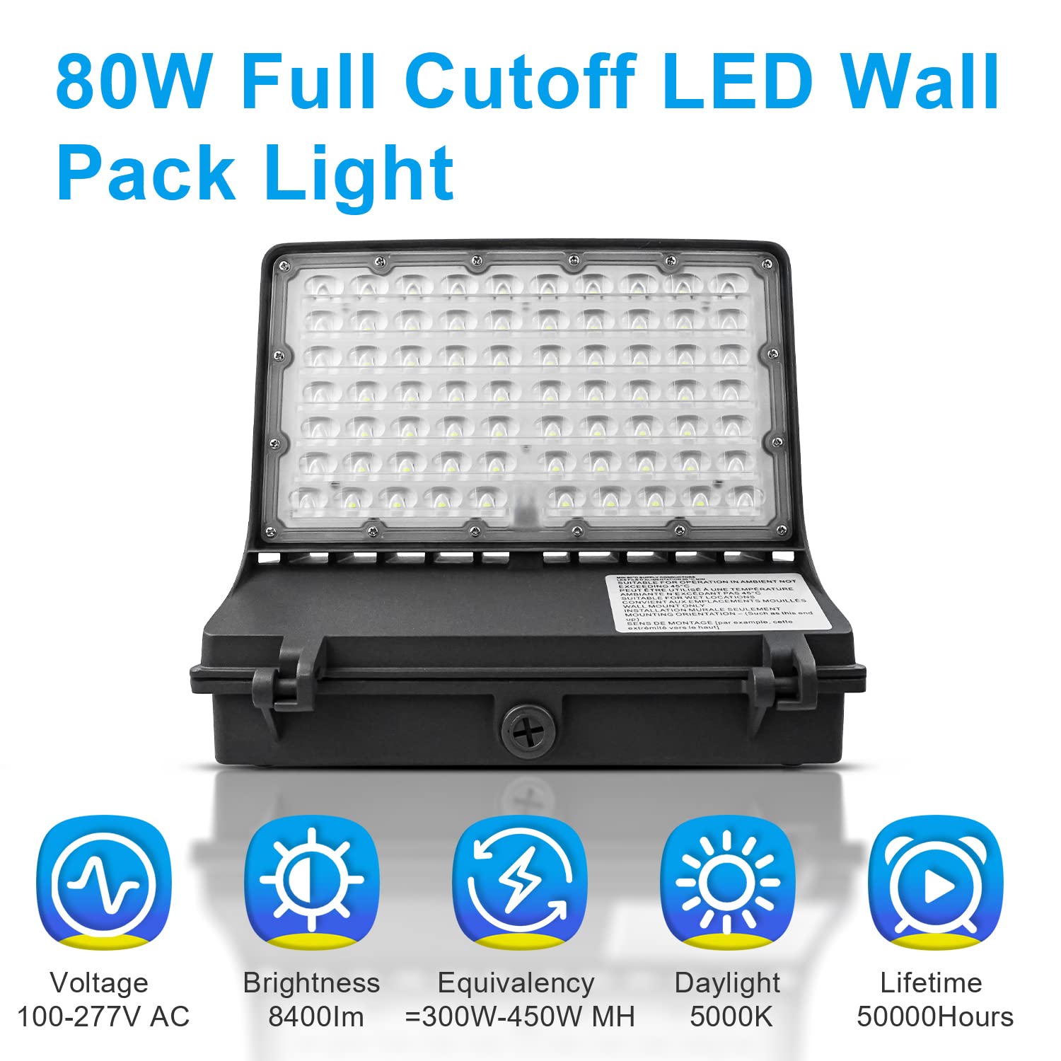 OSTEK 80W/60W/40W/20W Power Selectable LED Wall Pack Light with Photocell Full Cut-Off 11000LM 5000K, Outdoor Area Full Cutoff Wall Pack led Fixture IP65, UL, DLC