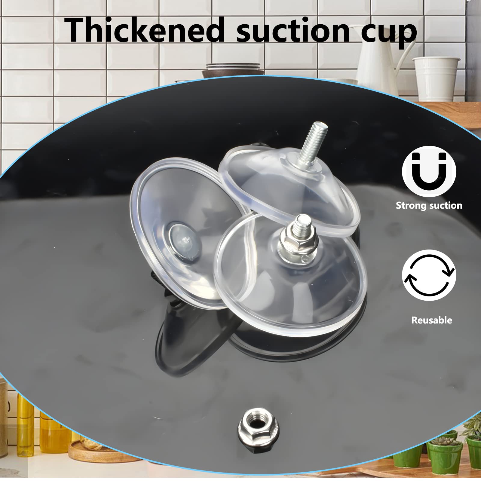 AccEncyc 6 Pcs Strong Thickened Sucker Suction Cup Clear PVC Sucker Pads with M6 x 14 Thread Screw Extra Strong Adhesive Glass Suction Holder