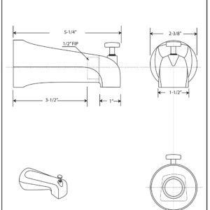 Westbrass A311-62 5-1/2" Reach Brass Wall Mount Tub Spout with Nose Diverter, Matte Black