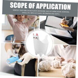 ULTECHNOVO cat Shaped Trash can Desktop Garbage can Desktop cat Decoration Desk Pencil Holder Mini Table Garbage bin Desk Trash can Mini Trash bin Towel Rack Office White Cartoon pp