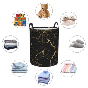 Gbuzozie Black Marble Round Laundry Hamper Marbling Texture Storage Basket Toys Clothes Organizer Bin For Home Bathroom Bedroom Dorm Nursery, 62l