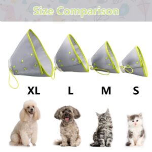 Vehomy Cat Recovery Collar Adjustable Cat Dog Cone Collar Pet Elizabethan Collar Soft Lightweight Dog E Collar for Cat Kitten Puppy to Stop Licking Wounds After Surgery Grey XL