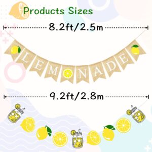 VILIFEVER Burlap Lemonade Banner for Lemonade Stand Decorations, Lemon Garland Summer Lemon Party Decorations Lemonade Themed Bridal Shower Birthday Party Supplies Lemon Decor