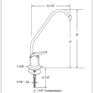 Westbrass A2031-NL-26 8" Touch-Flo Style Pure Cold Water Dispenser Faucet, 1-Pack, Polished Chrome