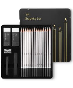 mr. pen- sketch pencils for drawing, 19 pcs, drawing pencils for sketching with graphite sticks, erasers and sharpener, sketching pencils, art pencils for sketching, graphite pencils,christmas gift