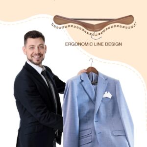 SMARTOR Suit Hangers for Men, 8 Pack - Wide Shoulder Wooden Suit Hangers with Non Slip Pants Holder, Wide Hangers for Suit, Coat, Jacket, Gown, Heavy Duty Wood Suit Hanger - Walnut