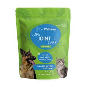 pet wellbeing core joint care for dogs & cats - vet-formulated - daily joint support with glucosamine, chondroitin, green-lipped mussel, collagen type ii - 3.7 oz (105 g) powder