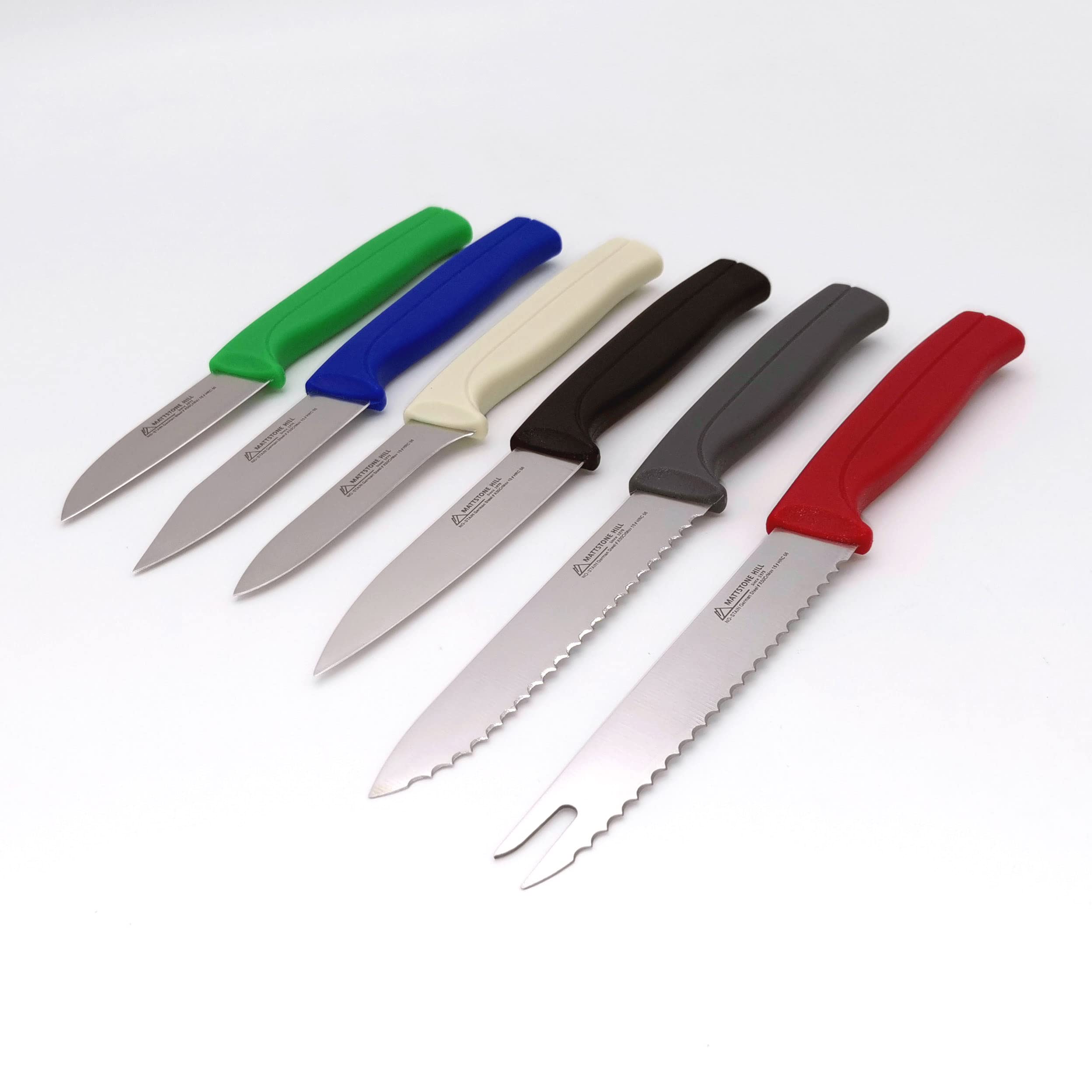 Tomato Knife - MATTSTONE HILL 5 Inch Serrated Kitchen Utility Knife, Serrated Cheese Knife, Premium Stainless Steel Vegetable Knife, Red Handle