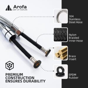 Bidet Hose Replacement, 47 Inch Bidet Hose for Toilet Handheld Bidet Sprayer, Arofa Stainless Steel Shower Hose with Nylon Braided PVC Inner Hose for G 1/2 Connector, Chrome