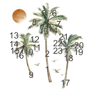 wondever Boho Palm Tree Wall Stickers Large Tropical Tree Sunset Peel and Stick Wall Art Decals for Living Room Bedroom TV Background (H: 63.8 inch)