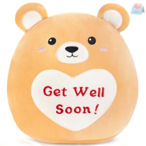 cozyworld get well soon bear stuffed plush plushies squishy teddy bear stuffed animals, cute soft pet pillow gifts for girls boys feel better for recovering patient 12”