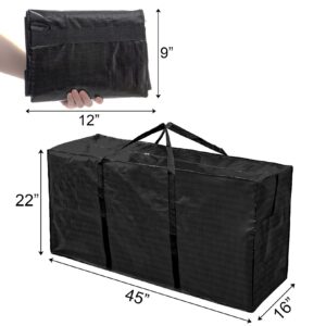 Elsjoy 2 Pack 250L Extra Large Moving Bags with Zippers & Handles, 45 x 16 x 22 Inch Black XXL Storage Bags Heavy Duty Over-Sized Storage Totes for Traveling, Moving, Camping