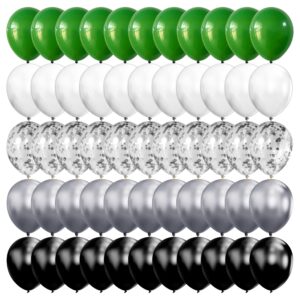 100pcs green silver black white balloon chrome metallic and confetti balloons for graduation birthday baby shower game party decorations