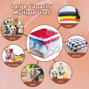 12 Pcs Large Clear Zippered Storage Bags - 12 x 12 x 12 Inches Blankets Storage Bags Plastic Storage Bags for Sweater Bed Sheet Organizer with Zipper for Closet Linen Sweater Bed Sheet Pillow