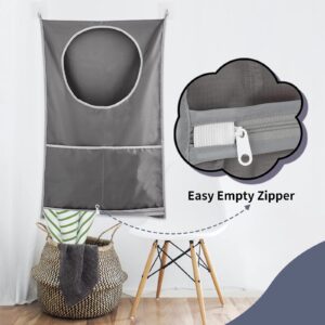 Hanging Laundry Hamper Bag - Durable Space Saving Kids Travel Laundry Bag with 2 Hook Types with Zipper and Wide Open Top Machine Washable