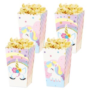 kowloon 24pcs unicorn popcorn boxes snack box rainbow unicorn theme birthday party favor popcorn treat boxes candy cookie container for decorations supplies