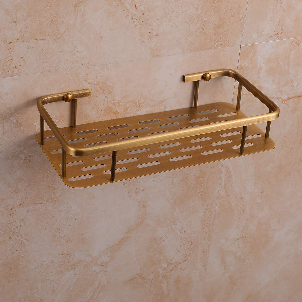 Antique Brass Bathroom Shelf Shampoo Holder Wall Mounted Shower Caddy