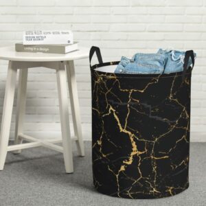 Gbuzozie Black Marble Round Laundry Hamper Marbling Texture Storage Basket Toys Clothes Organizer Bin For Home Bathroom Bedroom Dorm Nursery, 62l