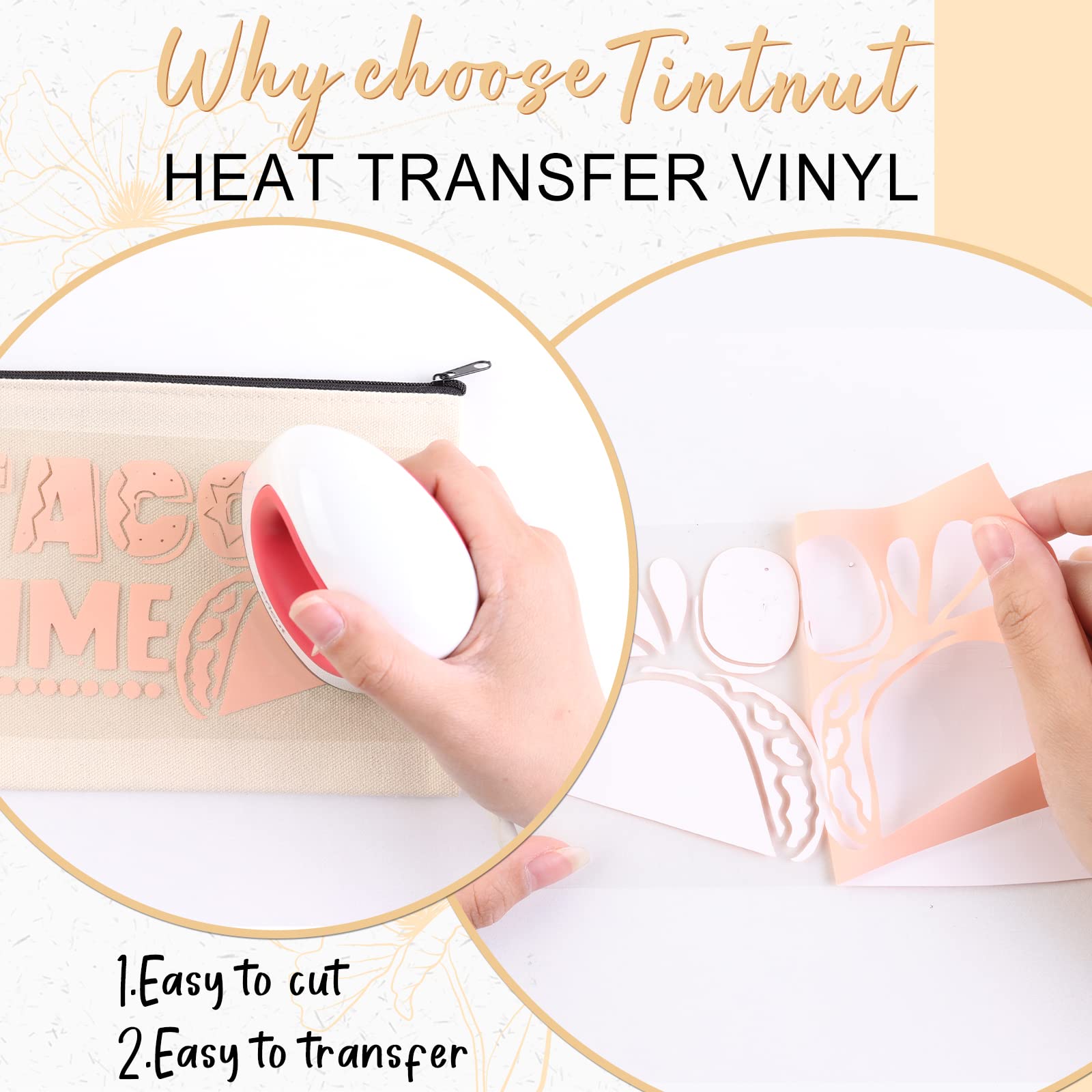 Tintnut Boho Color Heat Transfer Vinyl - 18 Sheets 12 X10 Inche Neutral Tone Brown HTV Vinyl Aqua Iron On Vinyl Beige/Brown/Tan/Light Lilac HTV for T-Shirts Compatible with Silhoutte Cameo